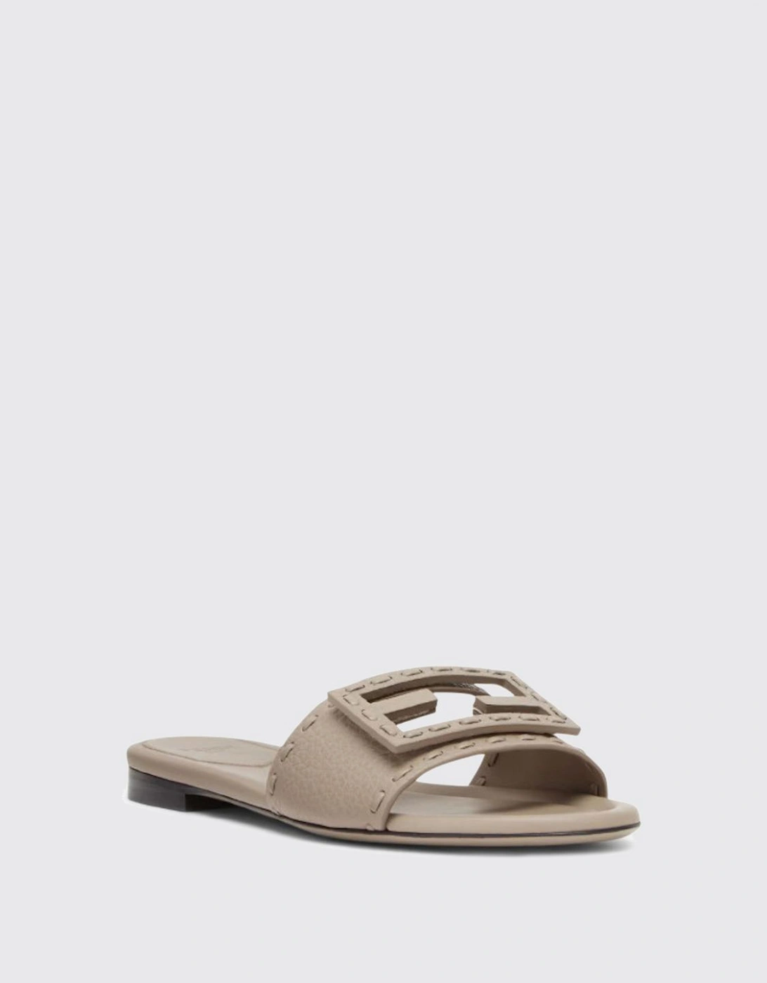 Flat Leather Sandals with Logo Detailing