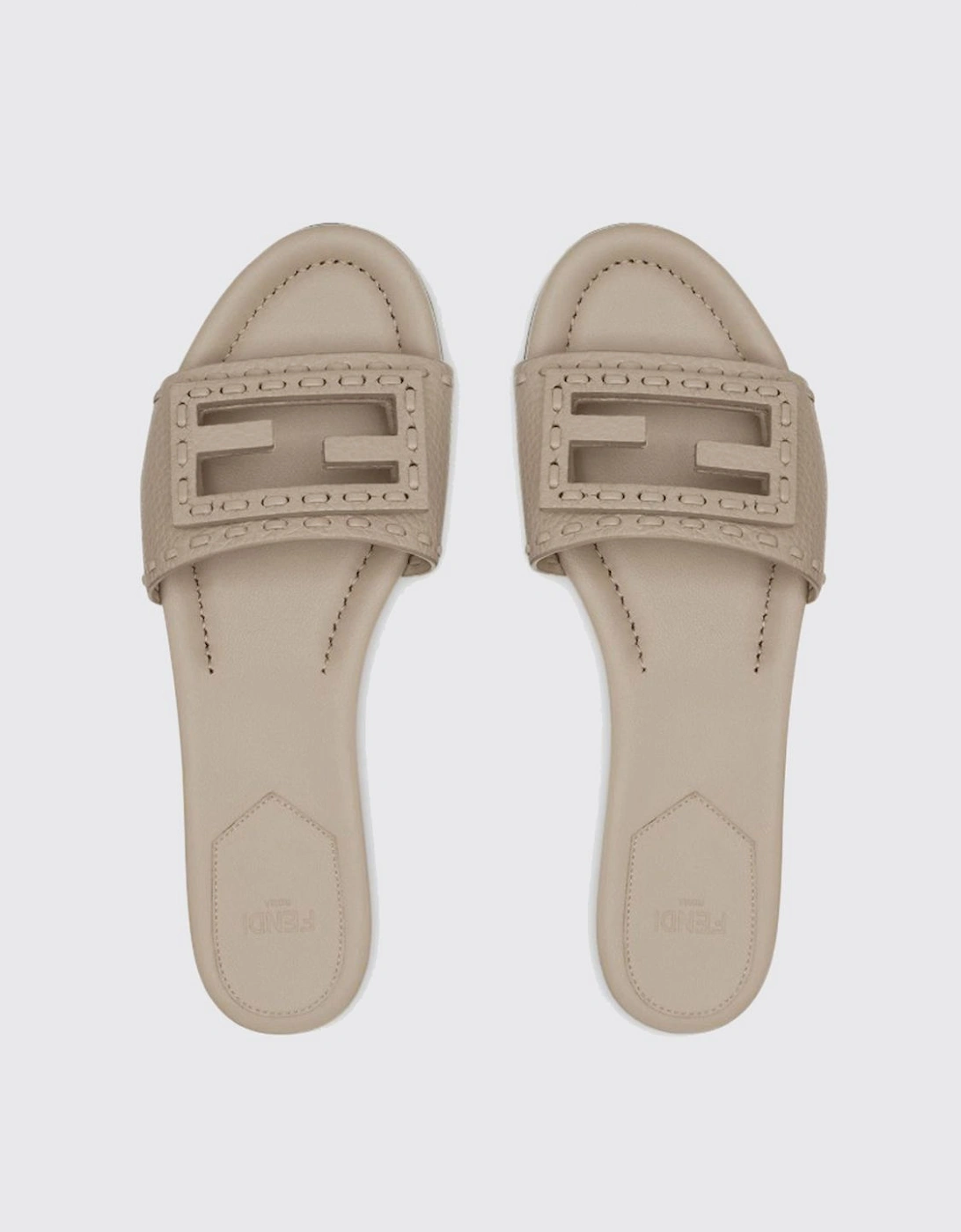 Flat Leather Sandals with Logo Detailing