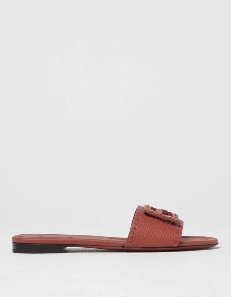 Flat Leather Sandals with Logo Detailing