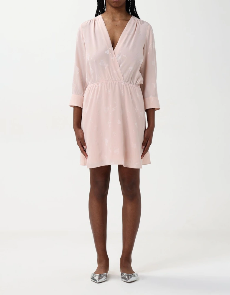 Mini Dress with VNeck and ThreeQuarter Sleeves