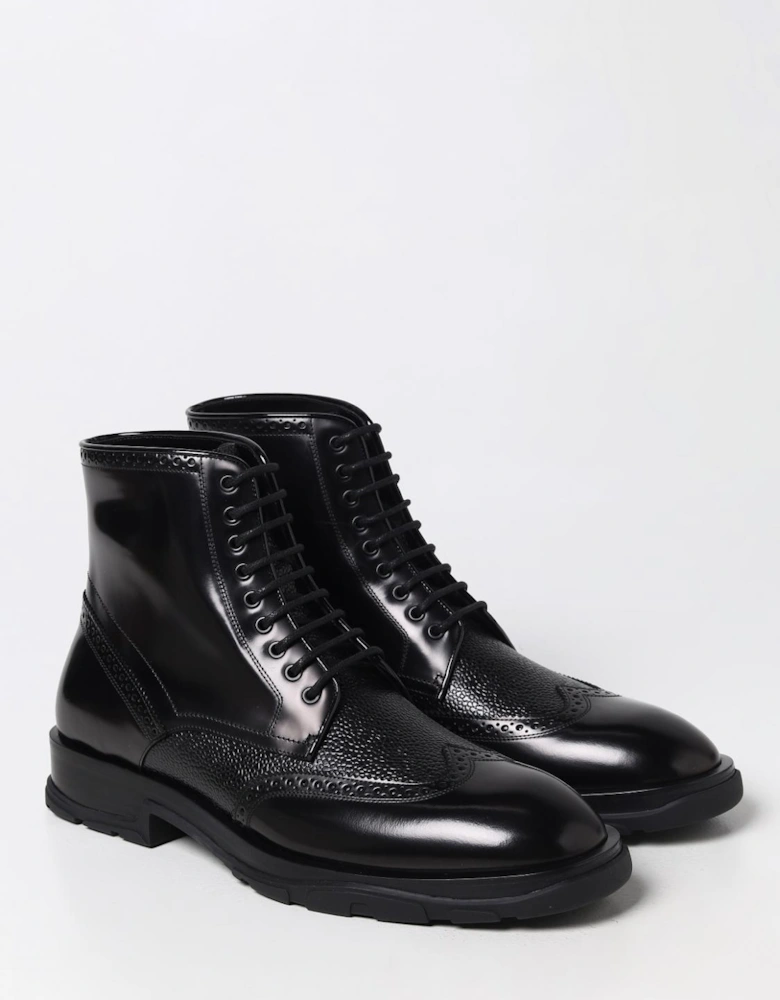 Leather Brogue LaceUp Boots