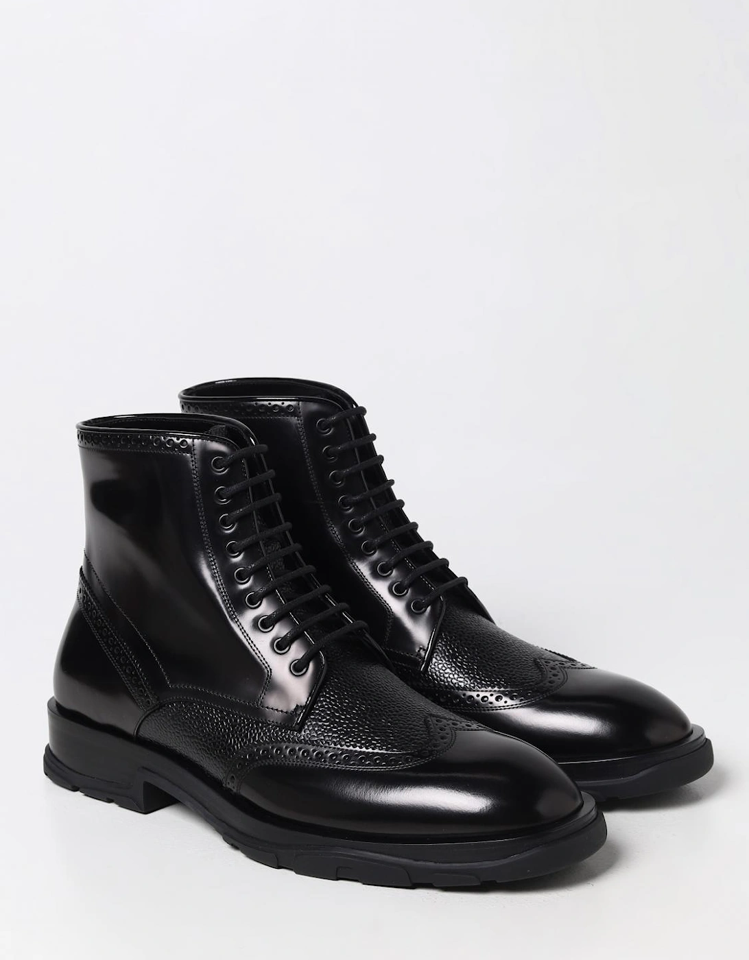 Leather Brogue LaceUp Boots