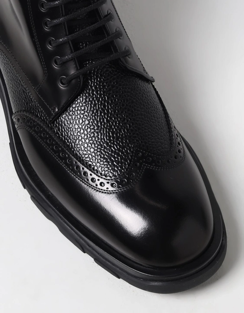 Leather Brogue LaceUp Boots