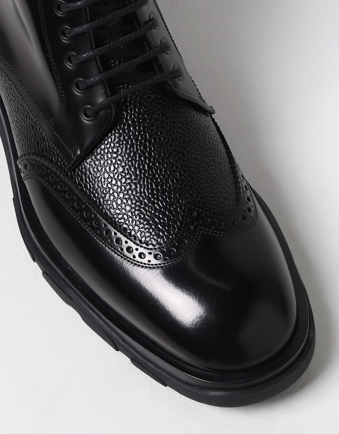 Leather Brogue LaceUp Boots