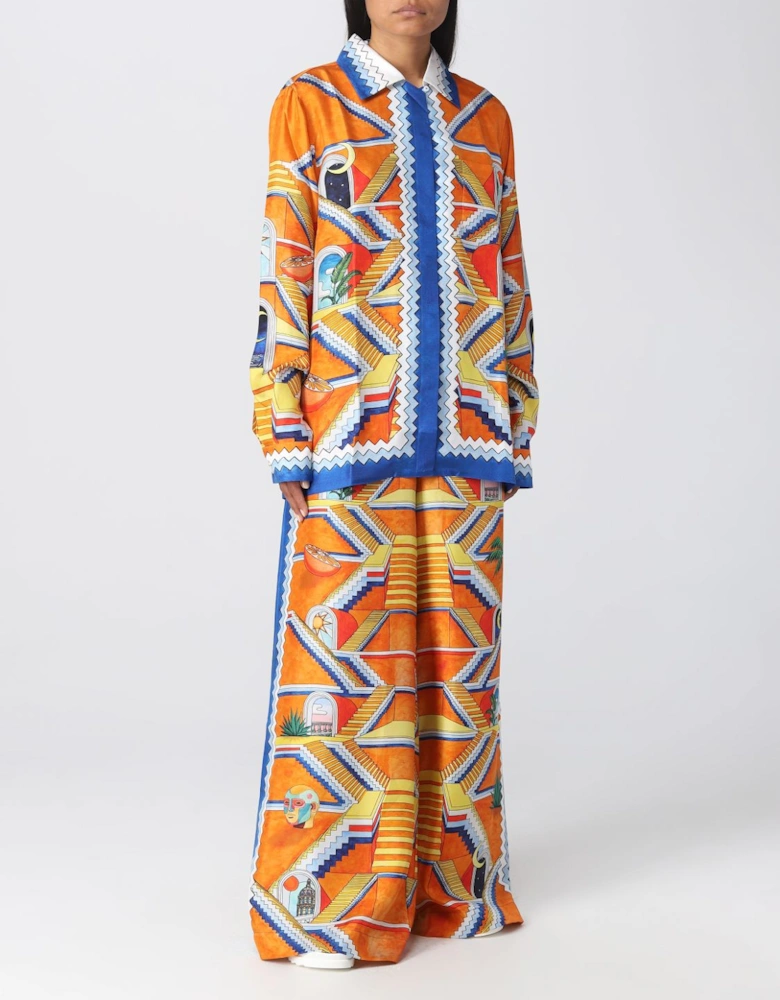 Stairs Print Wide Leg Pants