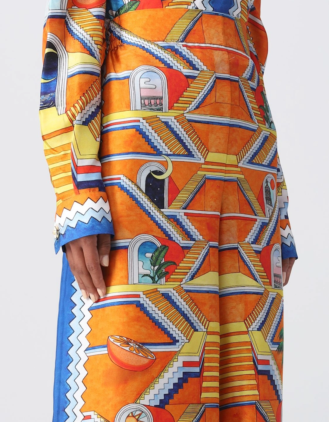 Stairs Print Wide Leg Pants
