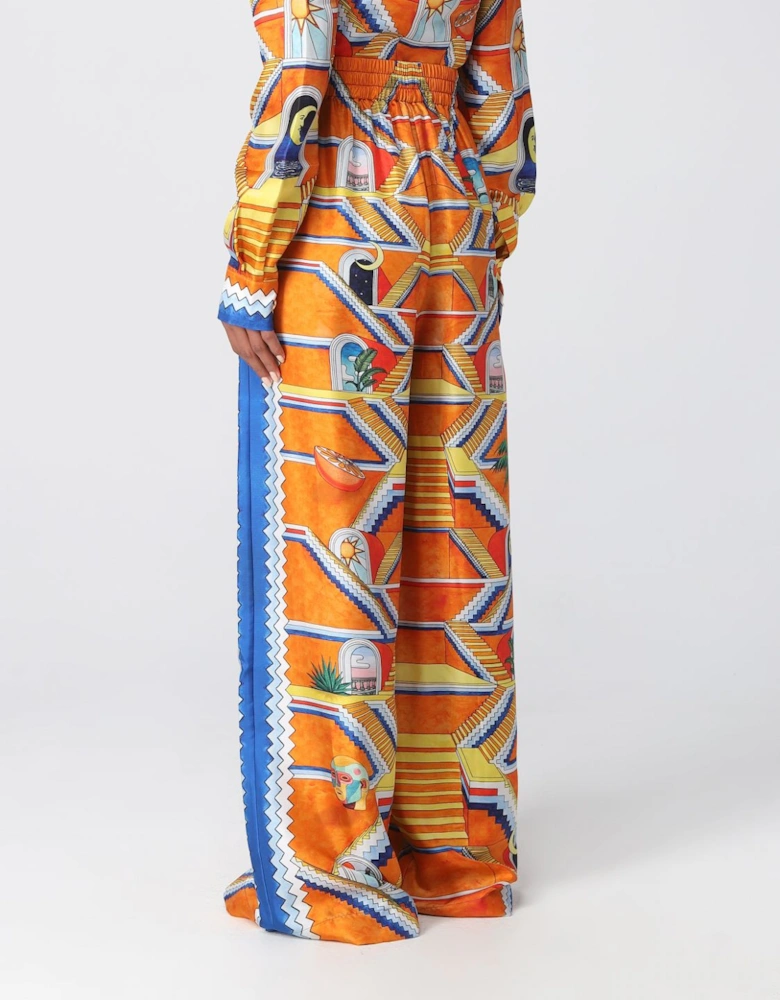 Stairs Print Wide Leg Pants
