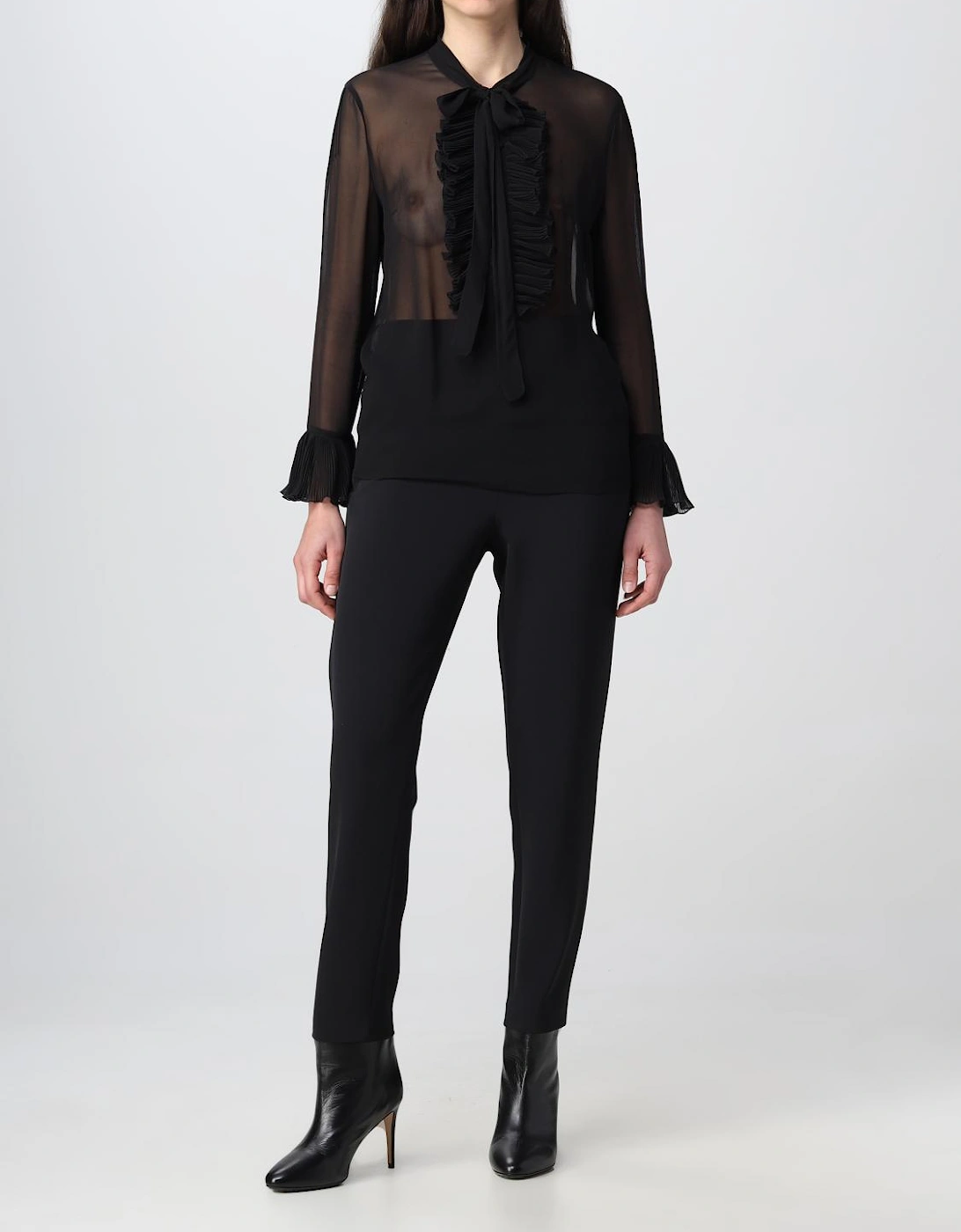 Sheer Pleated Blouse