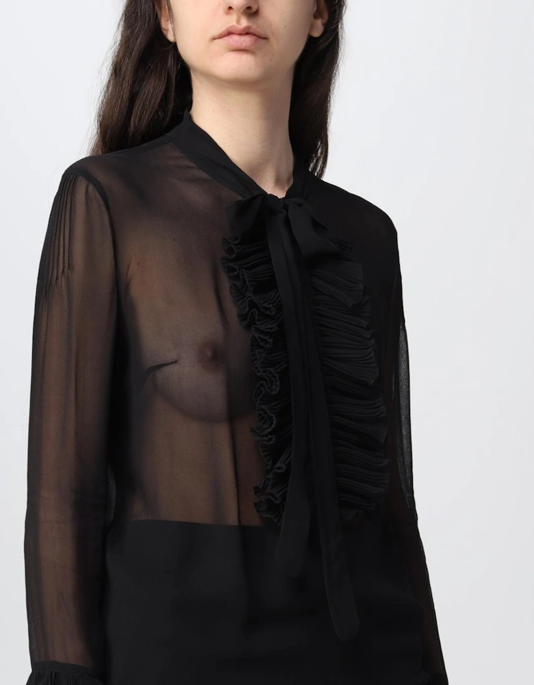 Sheer Pleated Blouse