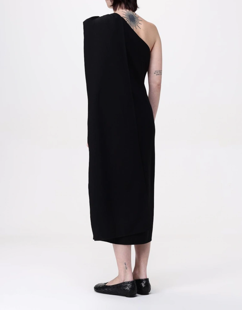 OneShoulder Cape Sleeve Midi Dress