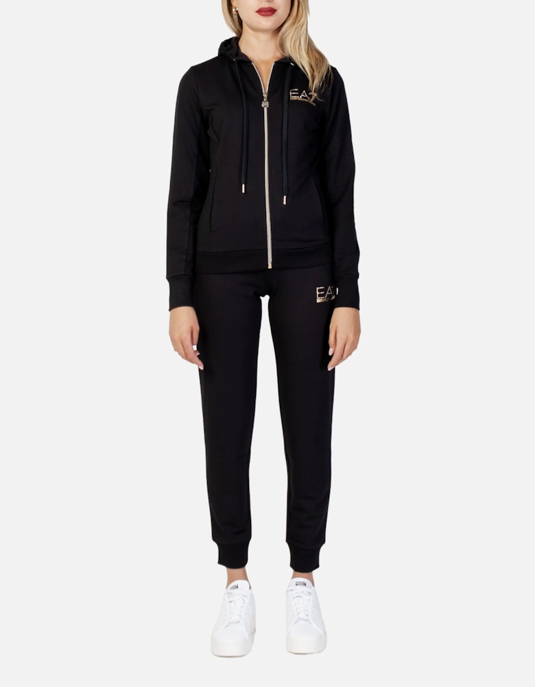 Black Hooded Jumpsuit with Zip Fastening