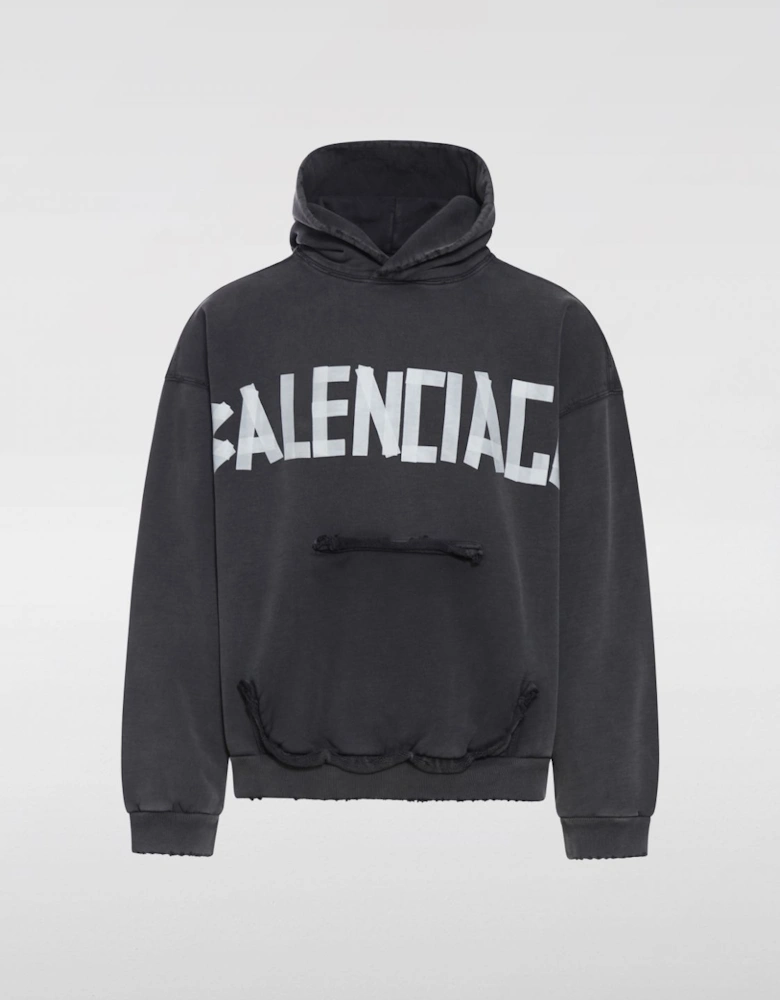 Taped Logo Hoodie Distressed