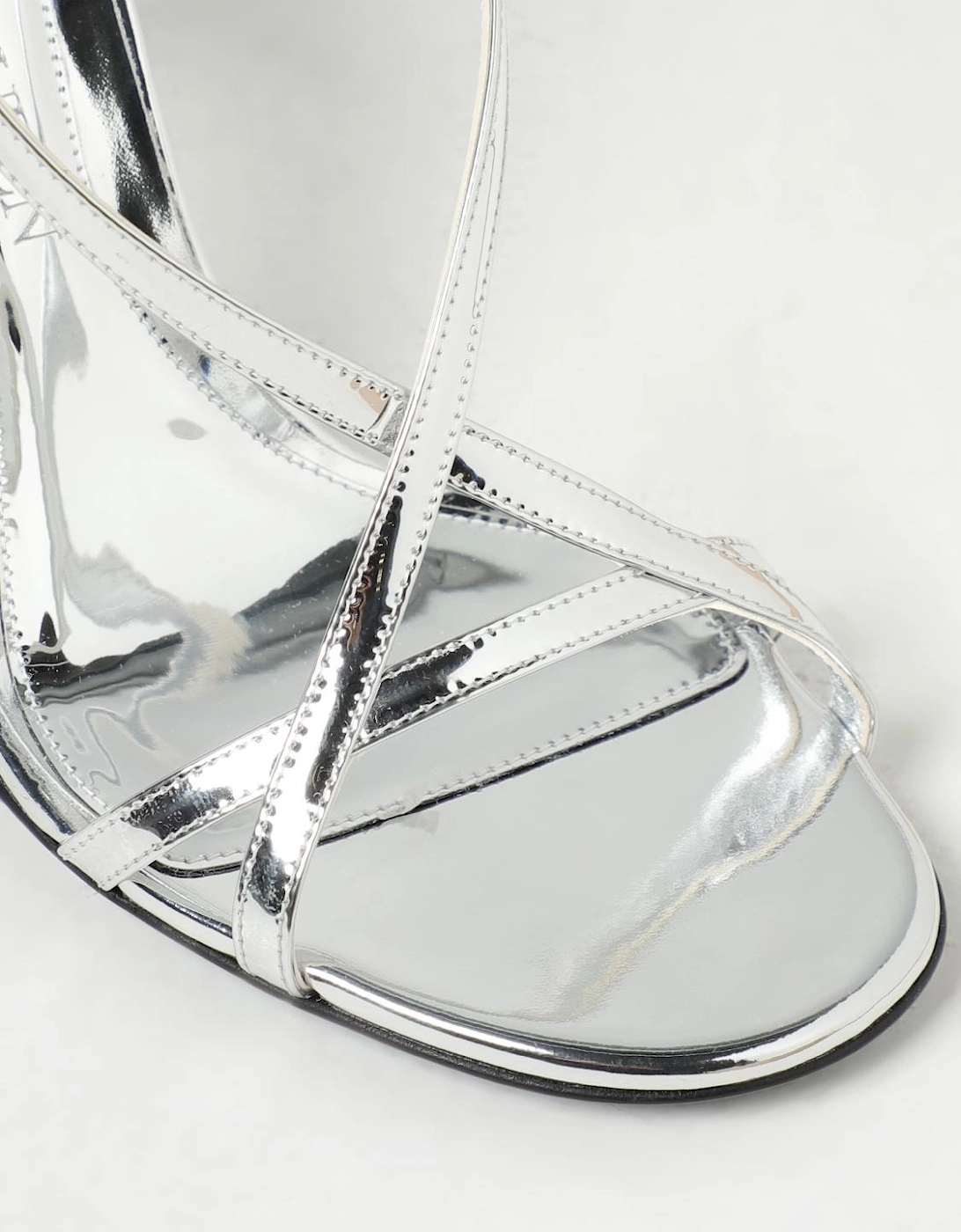 Sculpted Heel Metallic Leather Sandals