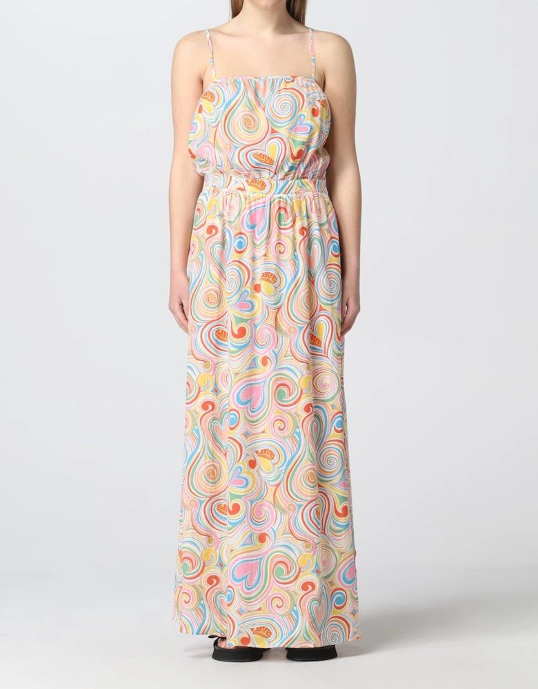 Swirling Heart Print Maxi Dress