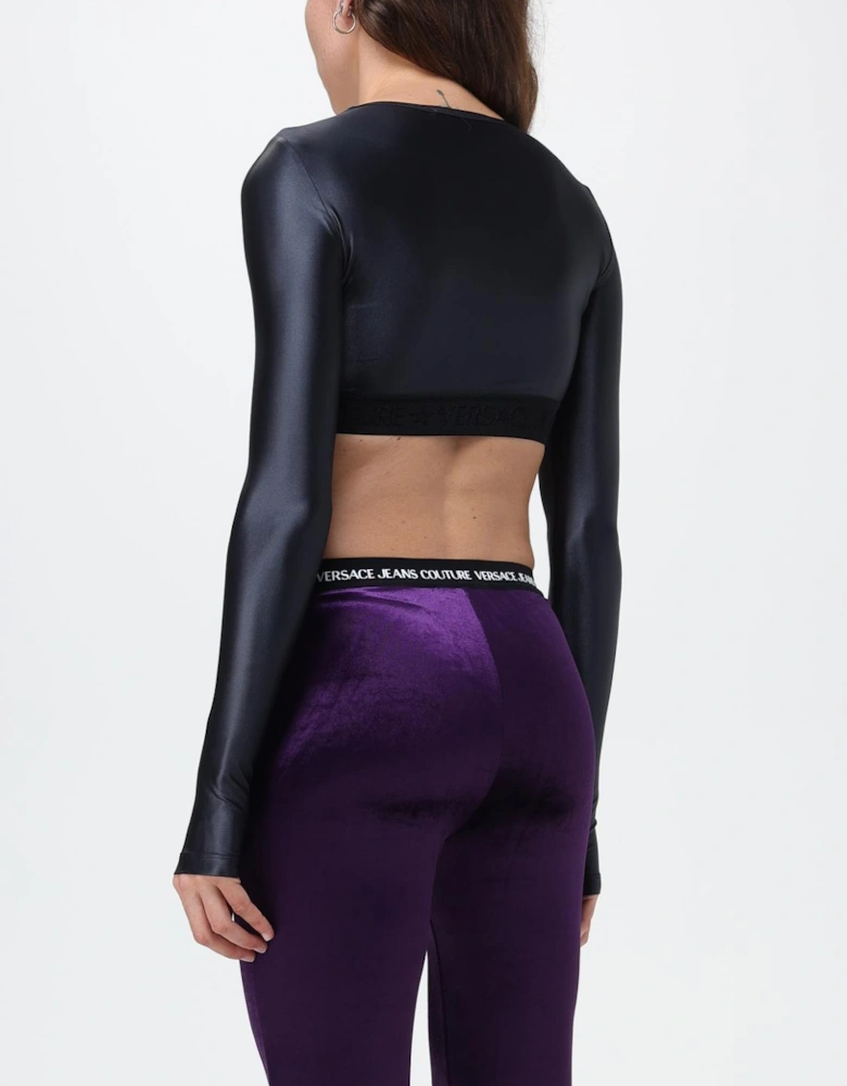 Long Sleeve Crop Top Ribbed Band
