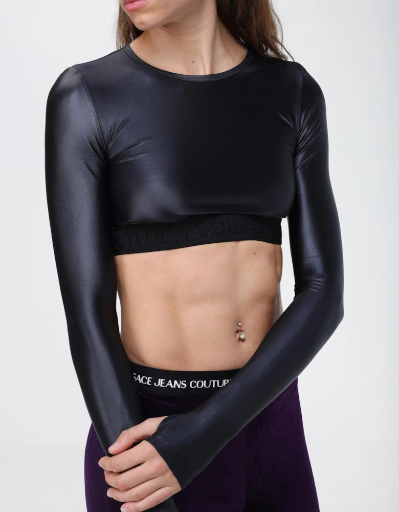 Long Sleeve Crop Top Ribbed Band