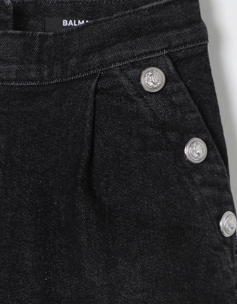 Wide Leg Jeans with Button Detail