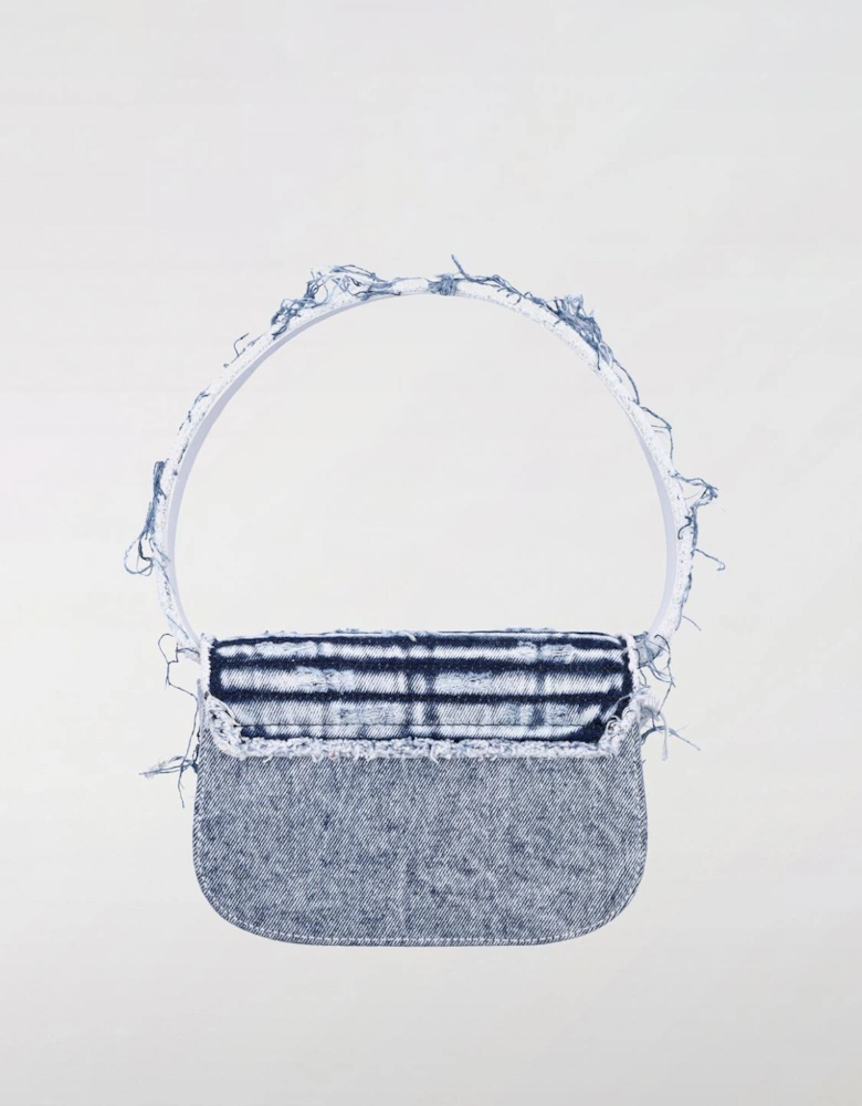 Denim Crystal Detail Shoulder Bag