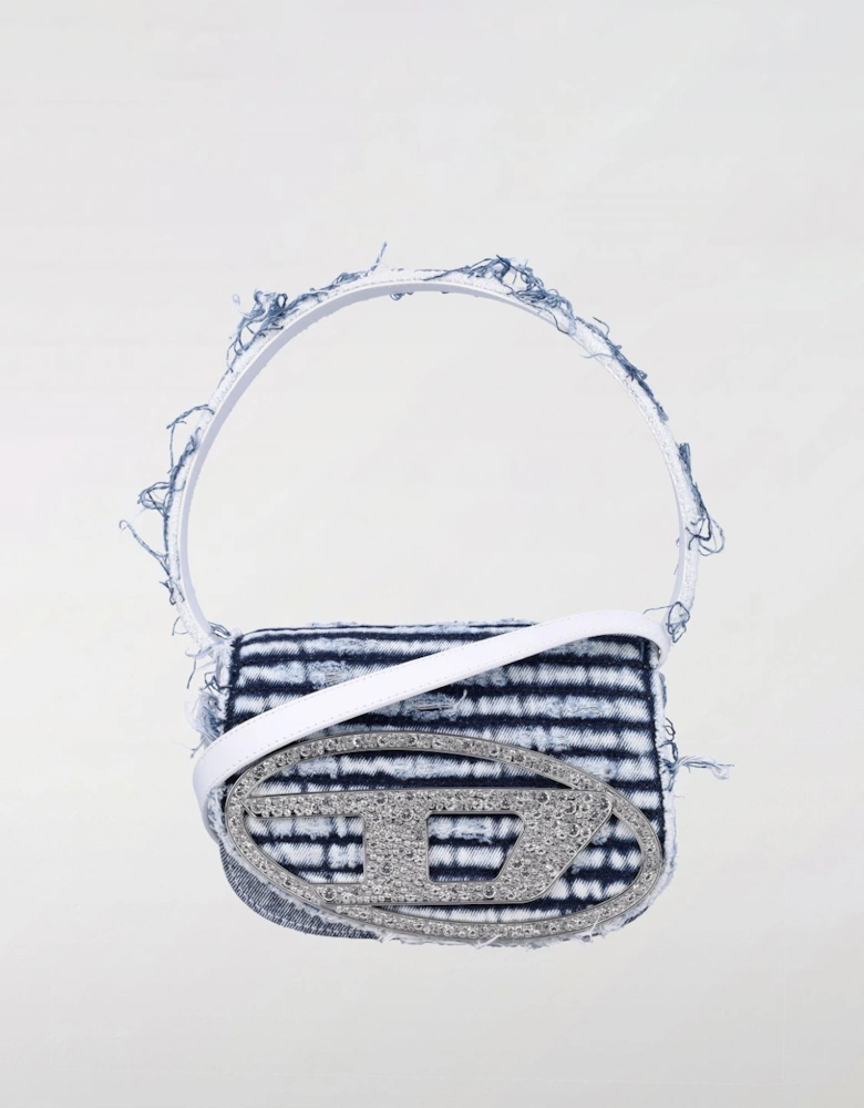 Denim Crystal Detail Shoulder Bag