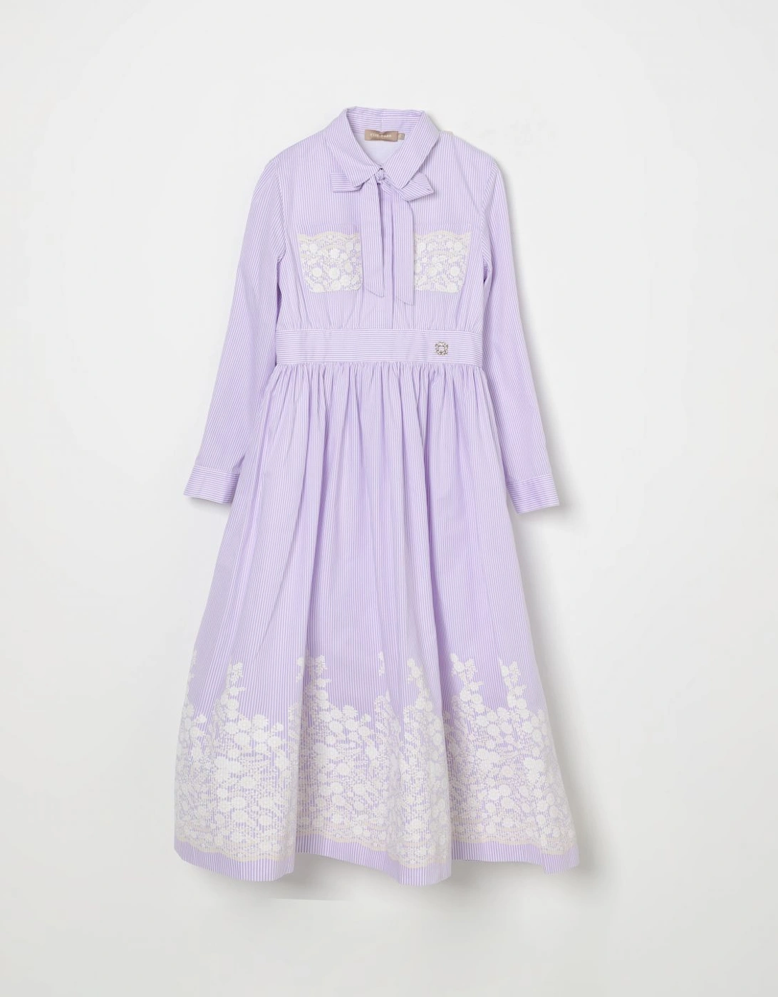 Girls Striped Dress with Lace Detail, 3 of 2