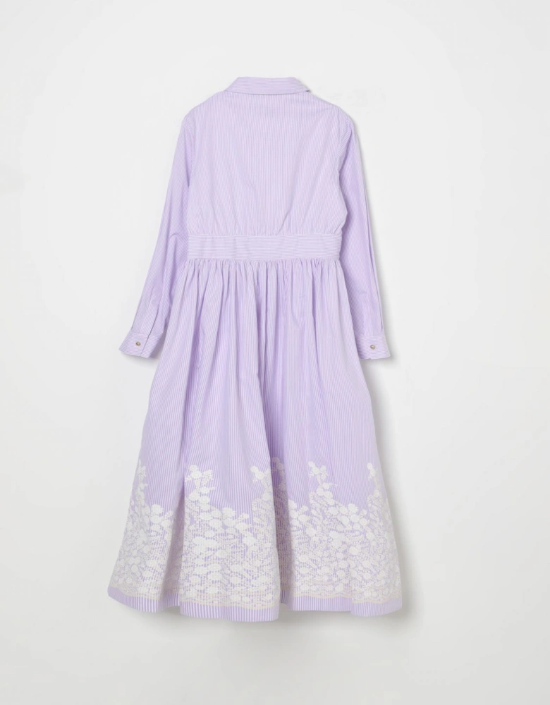 Girls Striped Dress with Lace Detail
