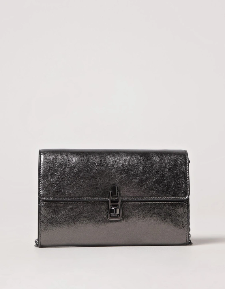 Metallic Leather Clutch Clasp Closure