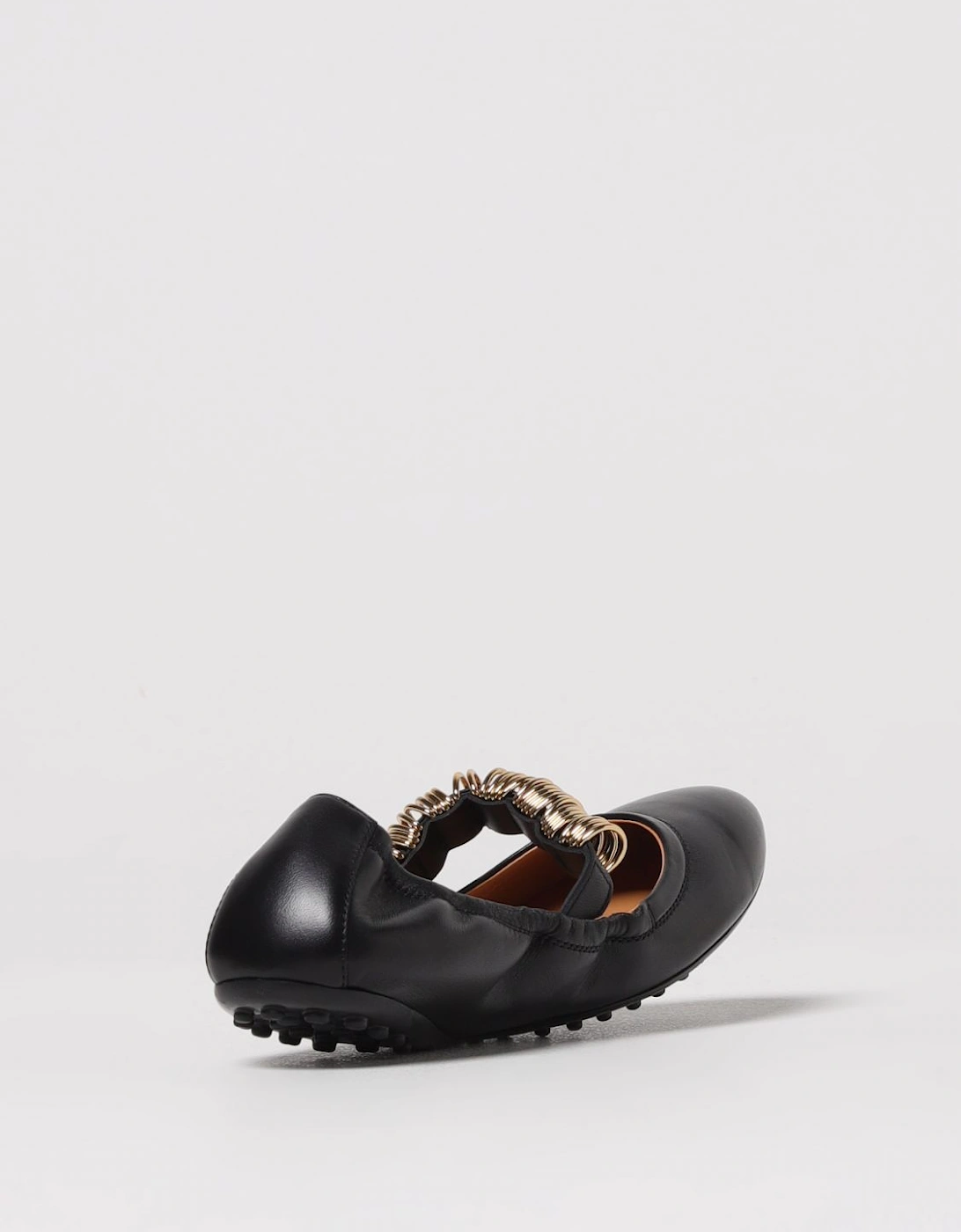 Leather Ballerina Flats Gold Accent