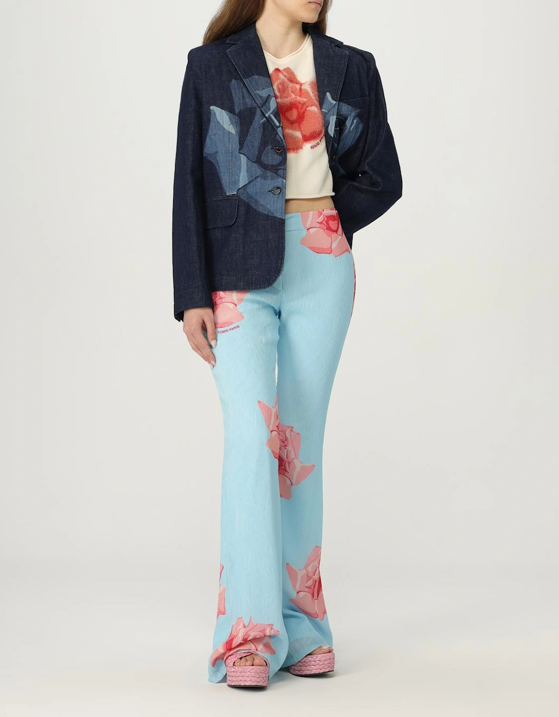 Floral WideLeg Pleated Pants