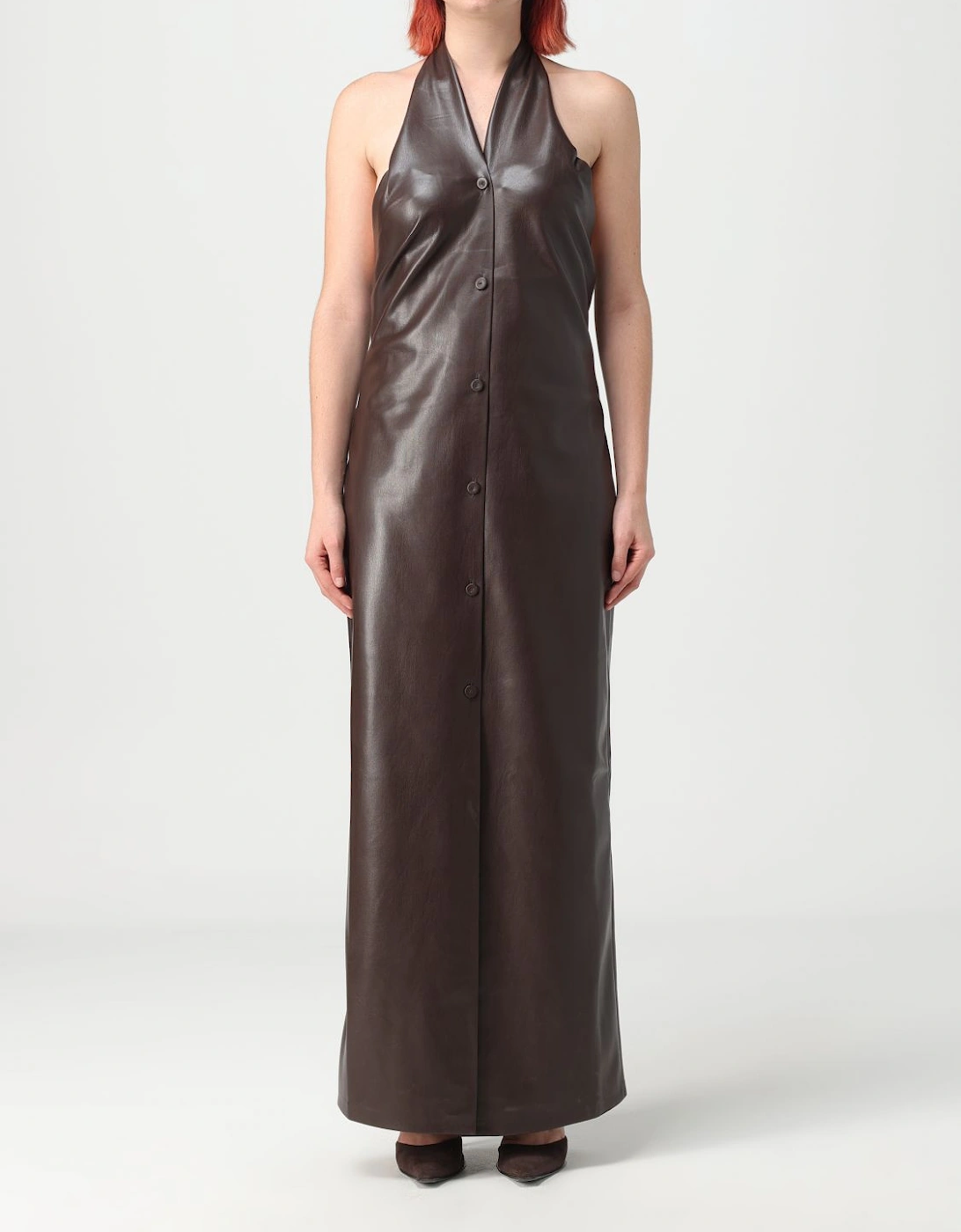 Halter Neck Faux Leather Maxi Dress, 5 of 4
