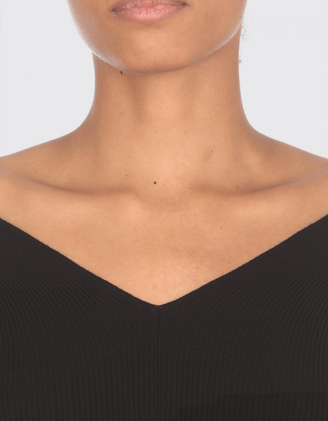 Ribbed Knit VNeck ThreeQuarter Sleeve Sweater