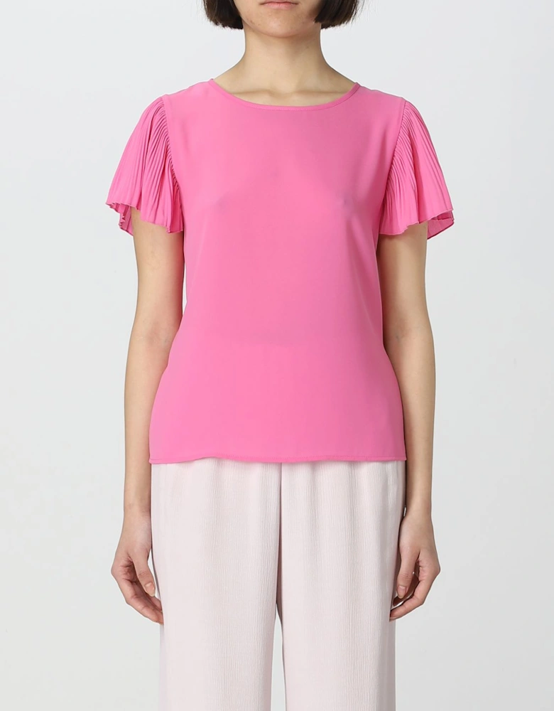 Pleated Short Sleeve Blouse
