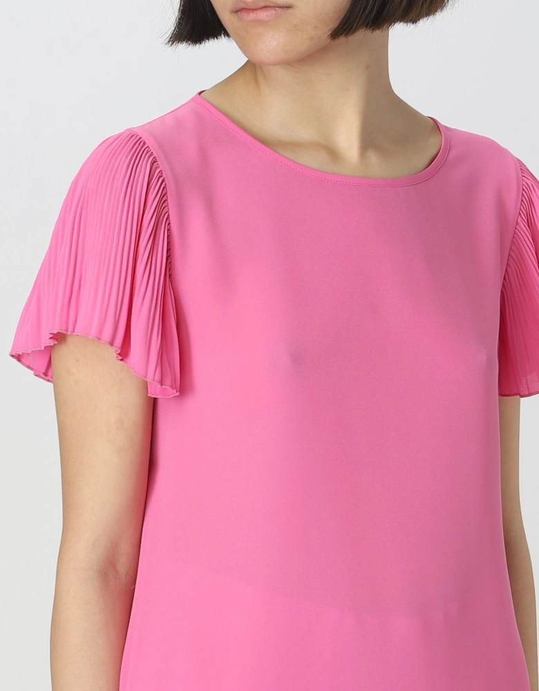 Pleated Short Sleeve Blouse