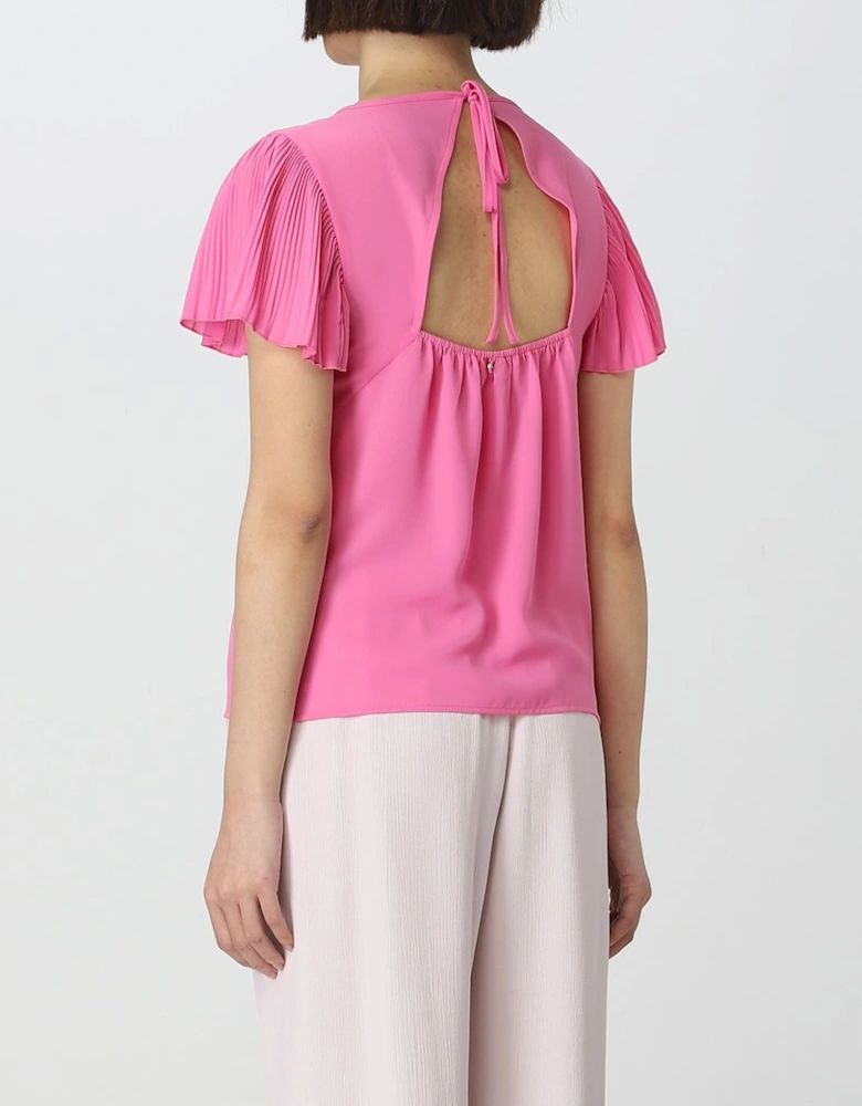 Pleated Short Sleeve Blouse