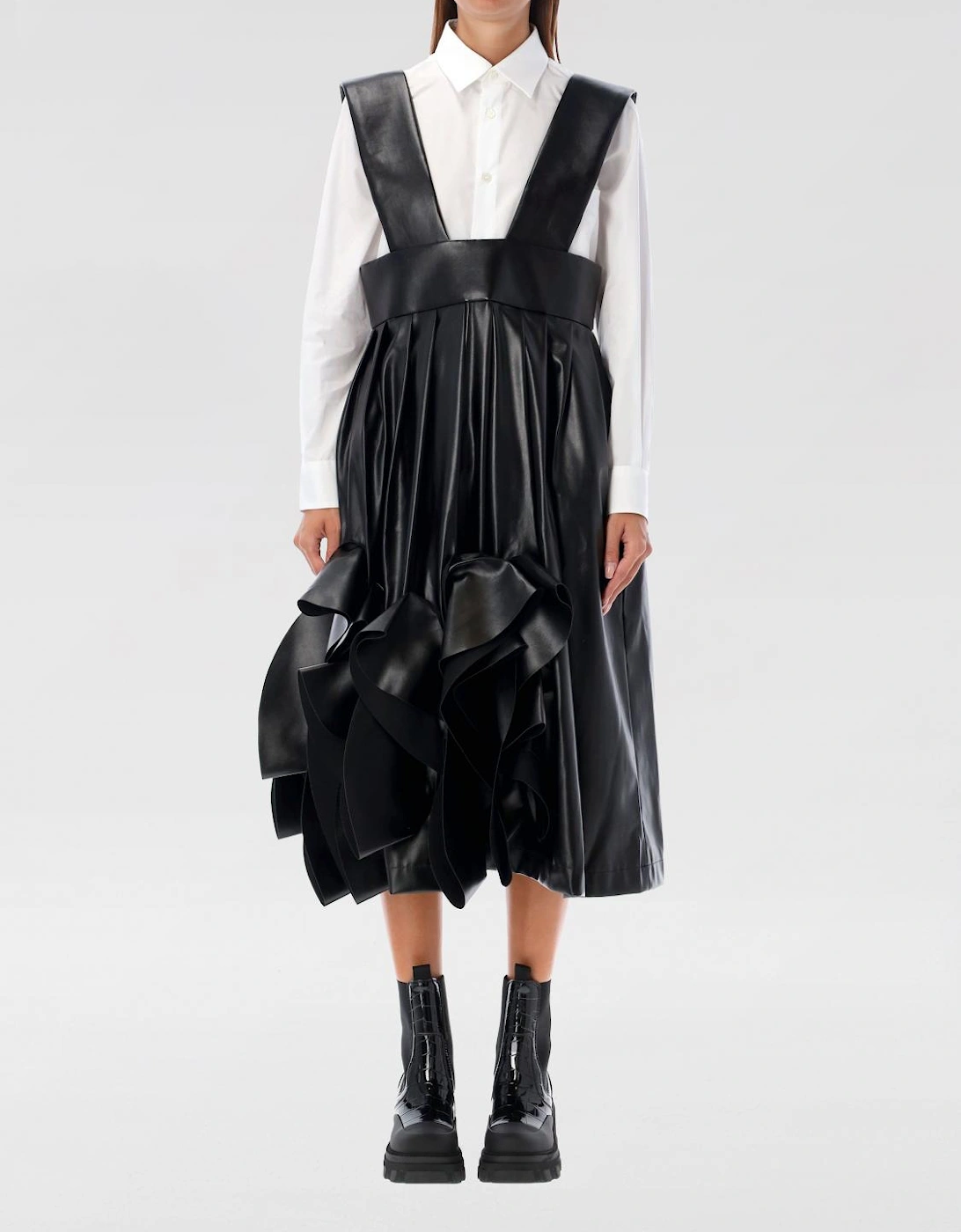 Pleated Faux Leather Midi Dress, 4 of 3
