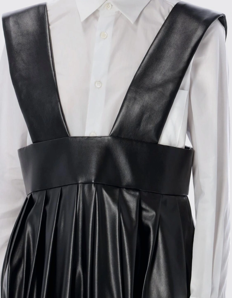 Pleated Faux Leather Midi Dress