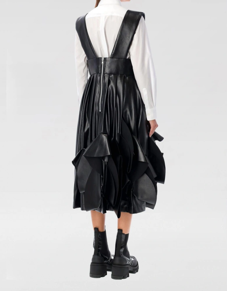 Pleated Faux Leather Midi Dress