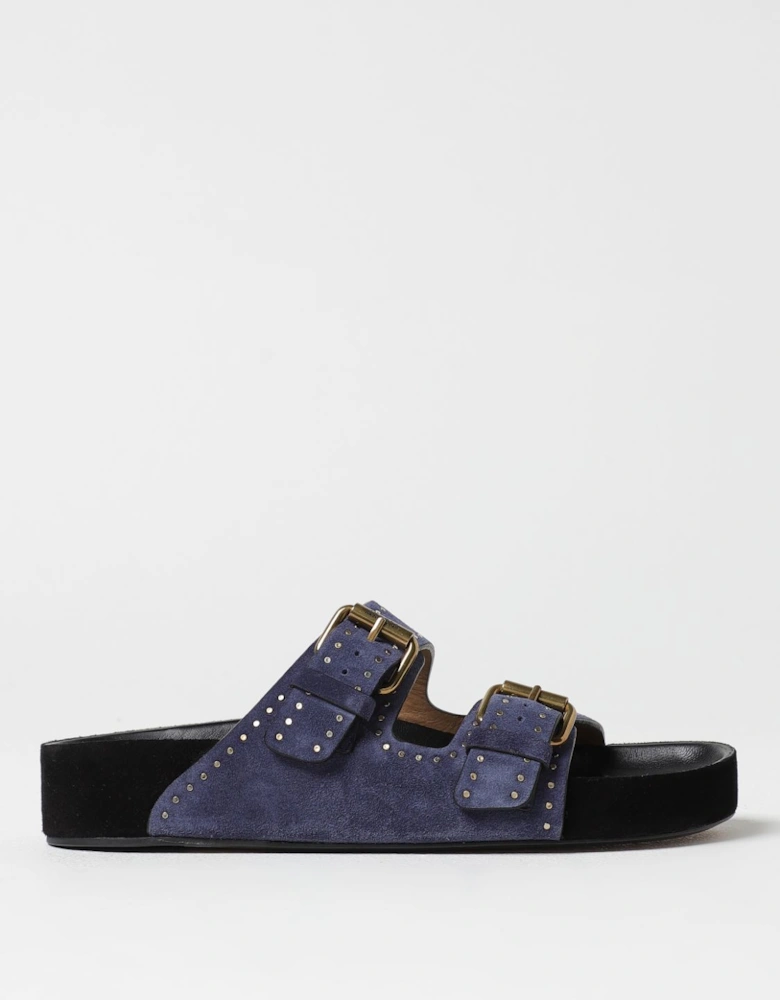 Dany Studded Suede Sandals Flat