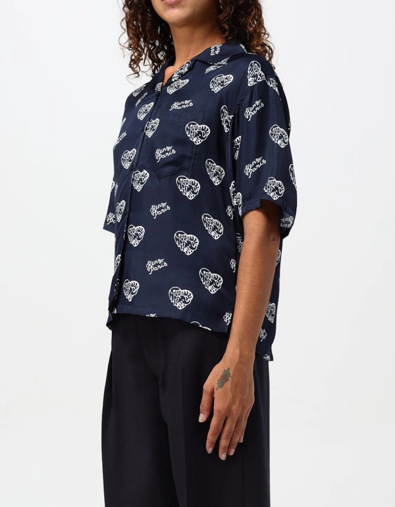 Silk Heart Print Shirt