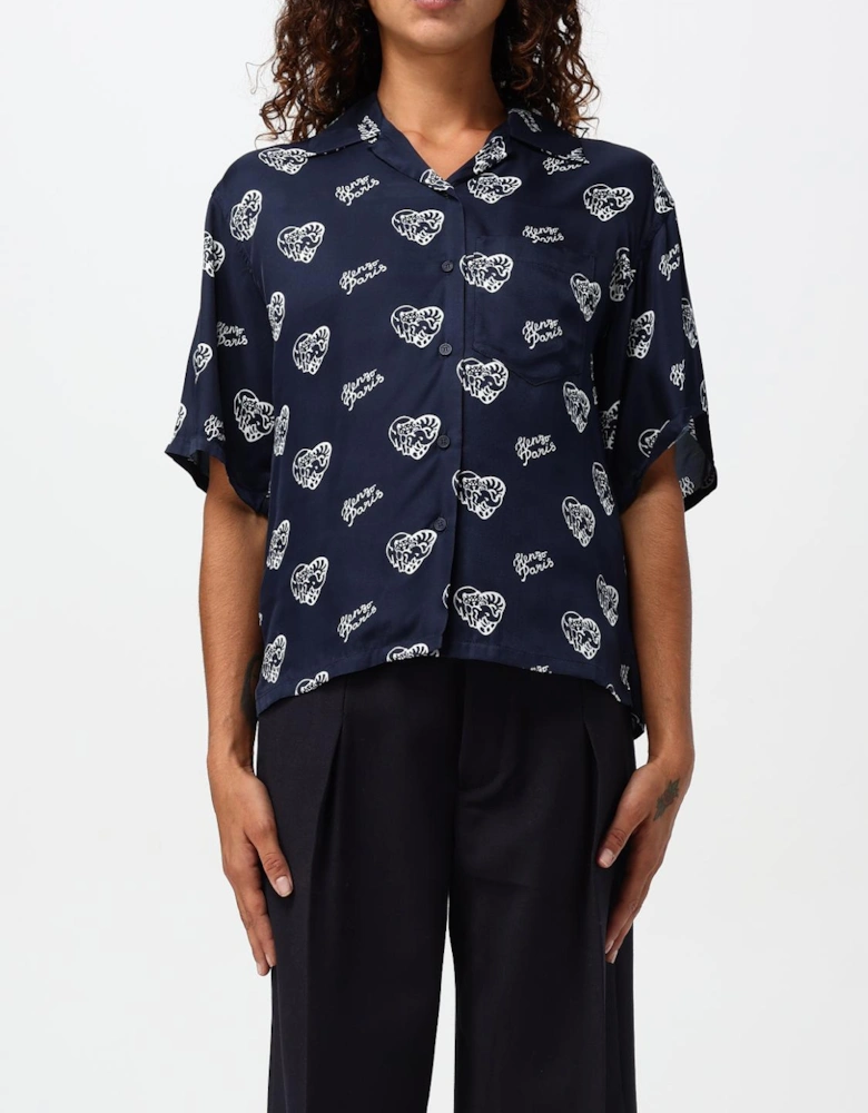 Silk Heart Print Shirt