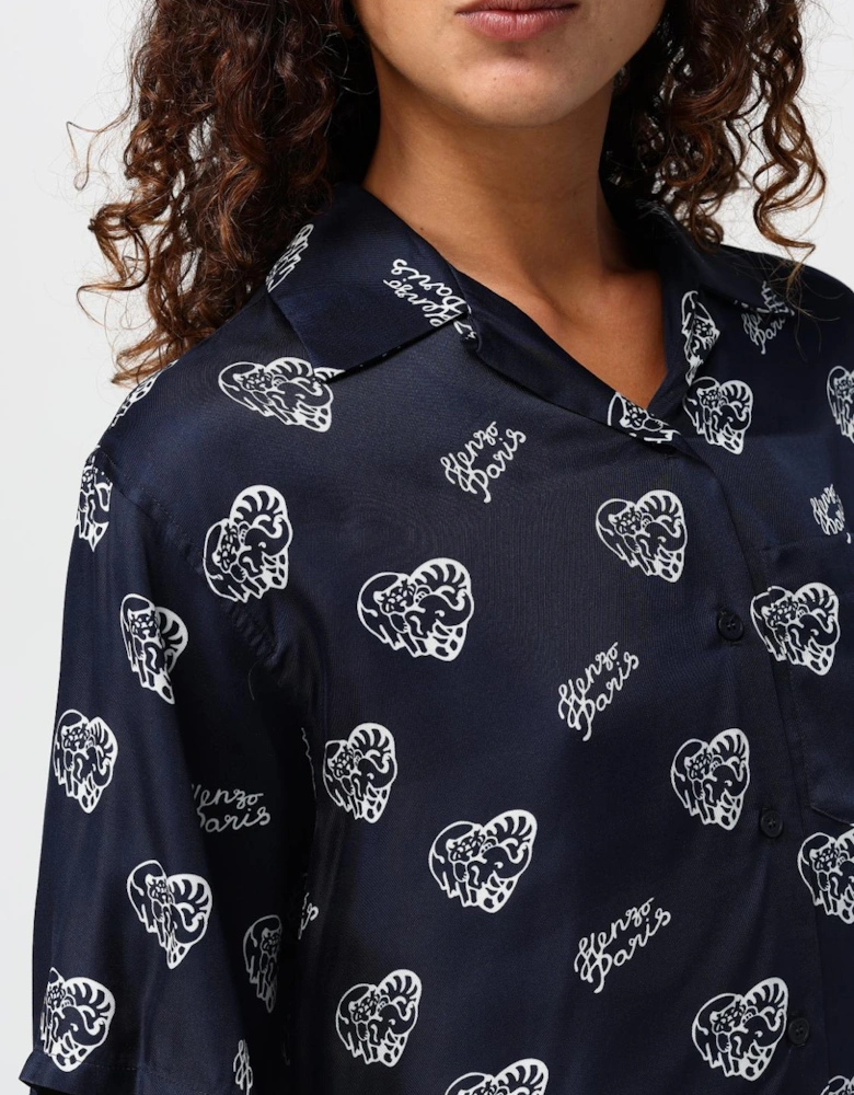 Silk Heart Print Shirt