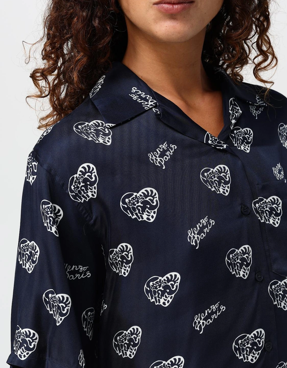 Silk Heart Print Shirt
