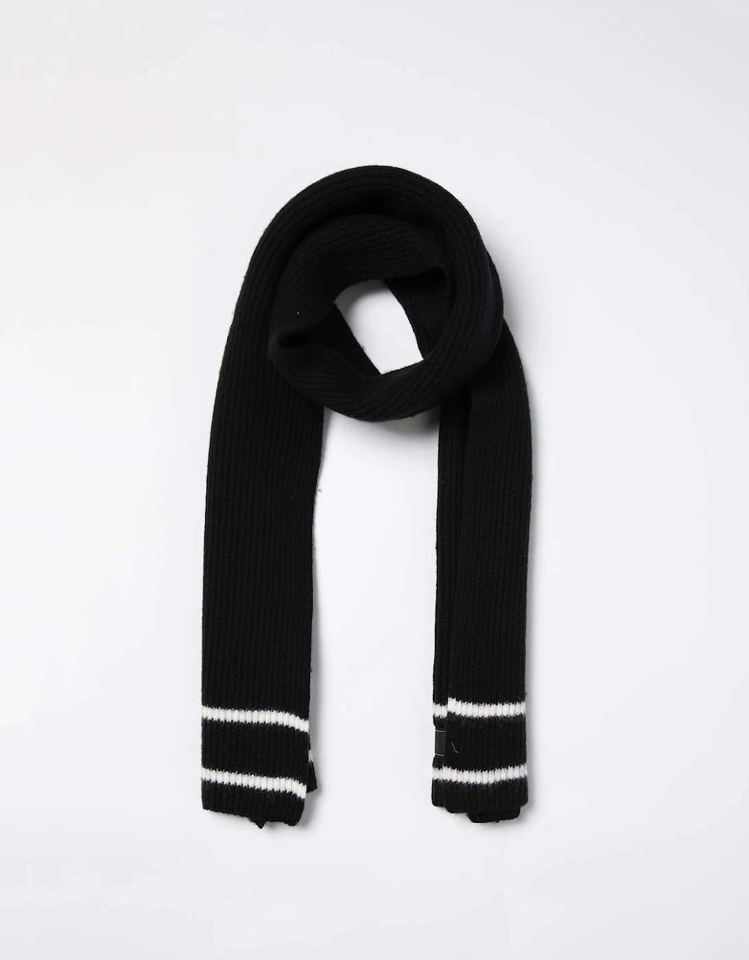 Ribbed Knit Scarf with Stripes