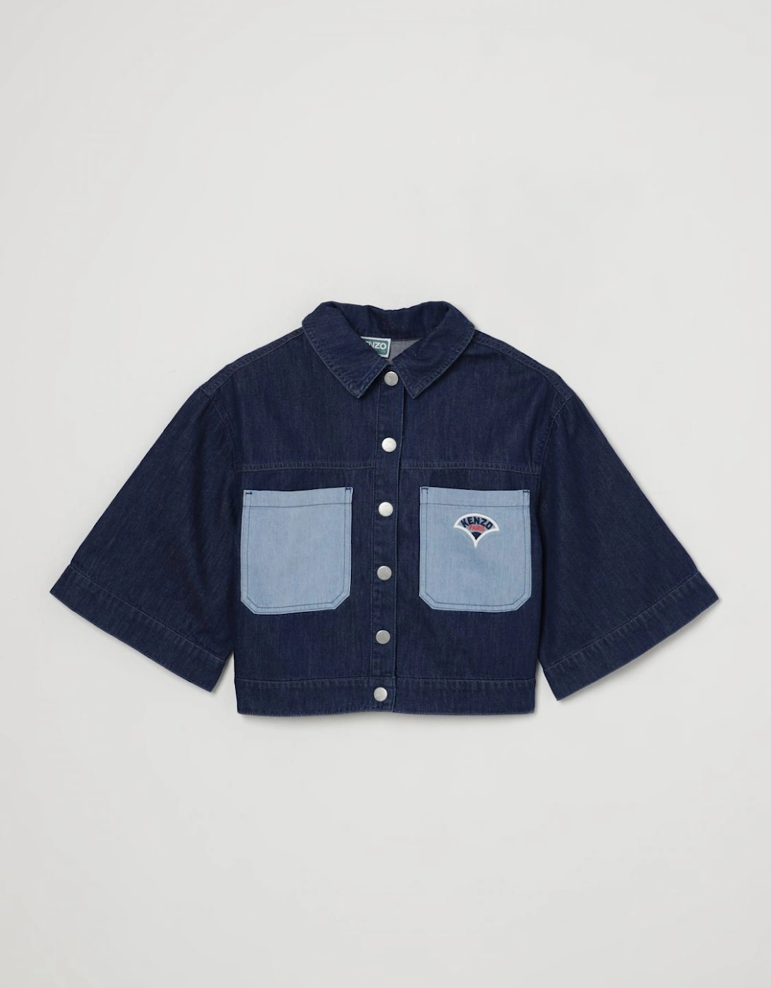 Kids Cropped Denim Jacket Patch Pockets, 4 of 3