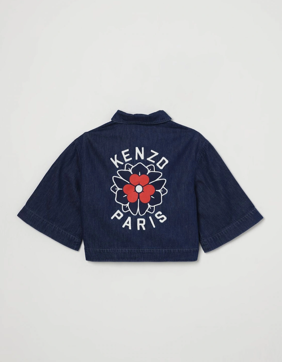 Kids Cropped Denim Jacket Patch Pockets