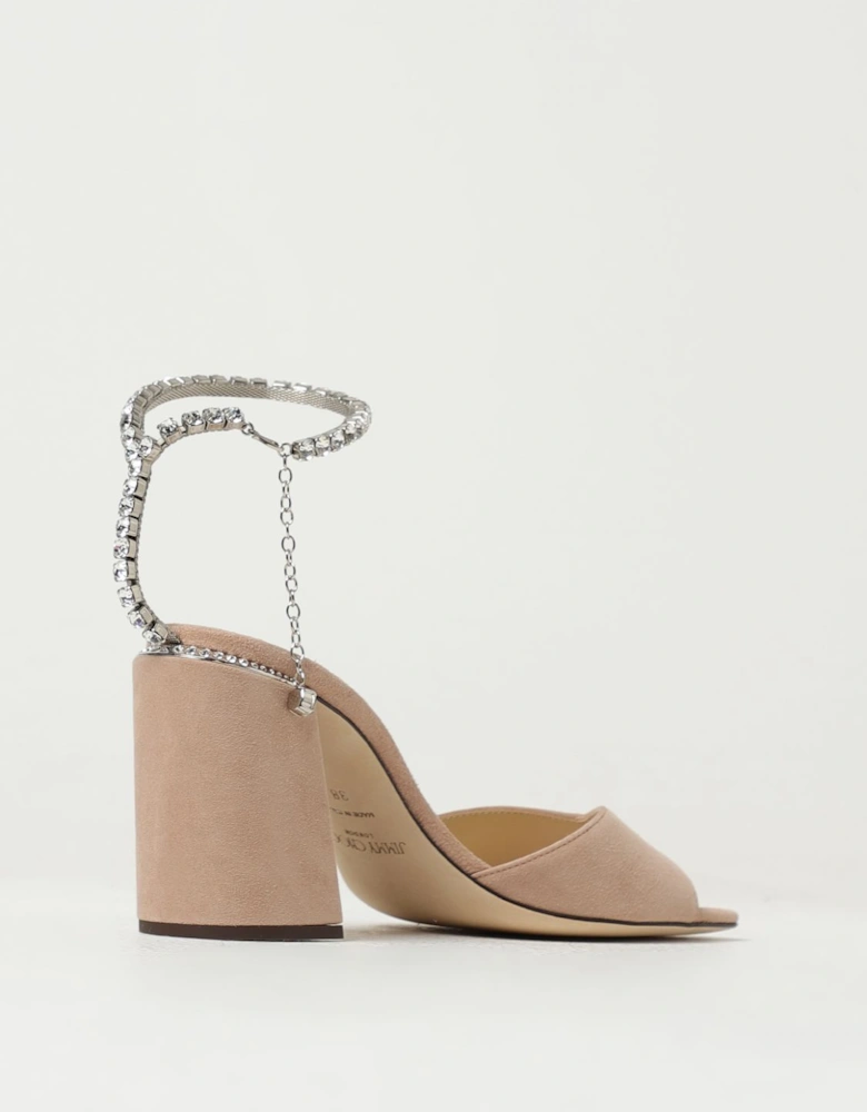 Saeda Suede Sandals Crystal Embellishment