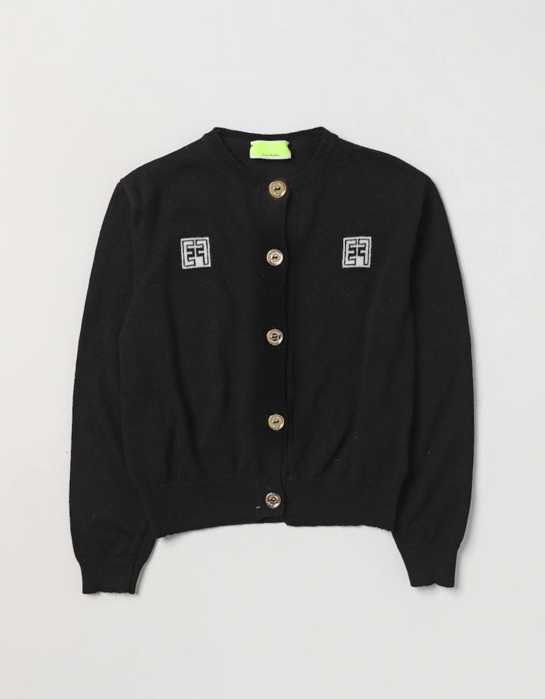 Girls Knit Cardigan Embroidered Logo