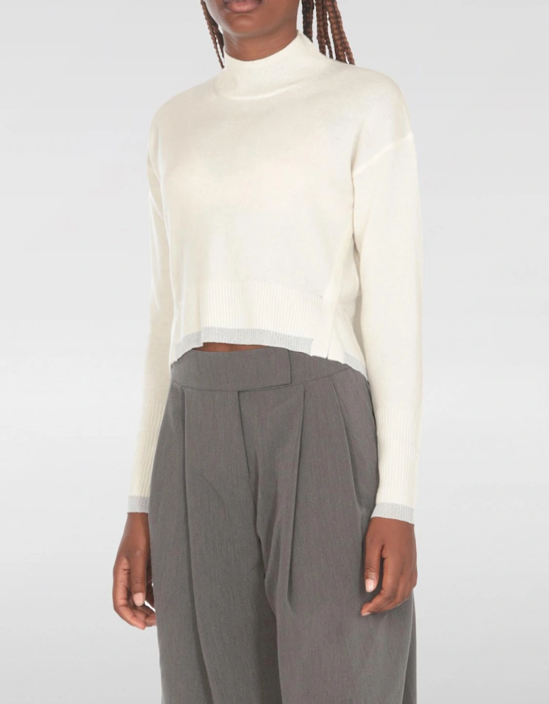 Cropped Mock Neck Knit Sweater
