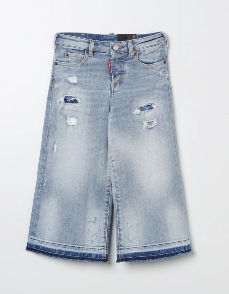 Kids Culottes Distressed Denim