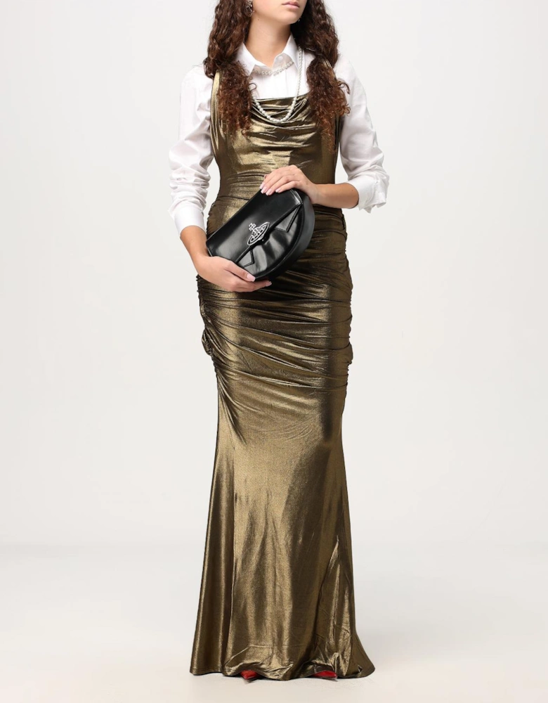 Metallic Cowl Neck Maxi Dress