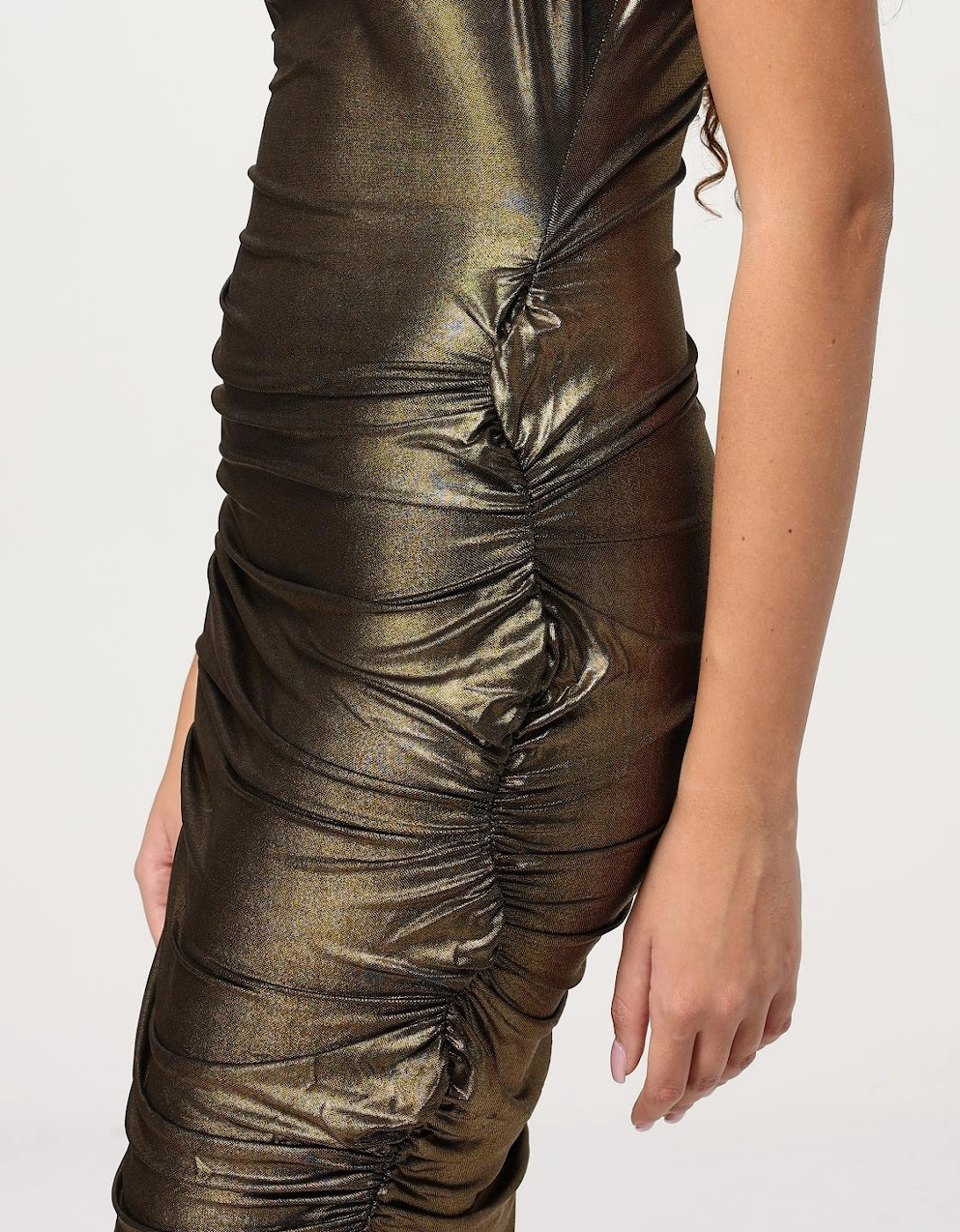 Metallic Cowl Neck Maxi Dress